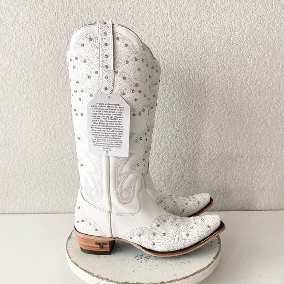 Lane CALYPSO Womens Cowboy Boots 9 White Western Cowgirl Mid Calf Pointed Toe - Picture 2 of 11
